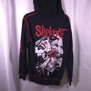 NWT Slipknot Adult Med Black Red Faces Contrast Stitch Full Zip Hoodie Nu Meta